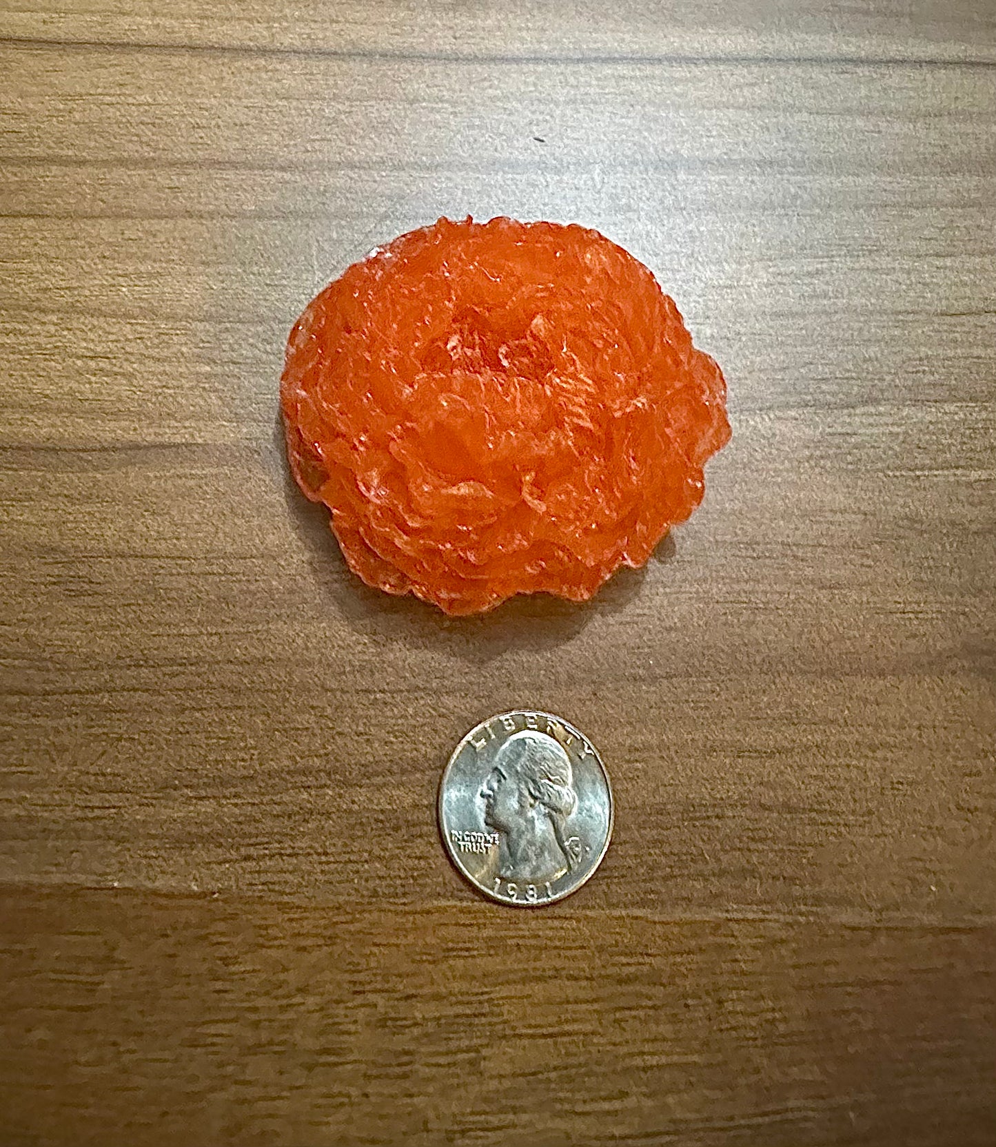Hand Poured Resin Peony Flower- Orange