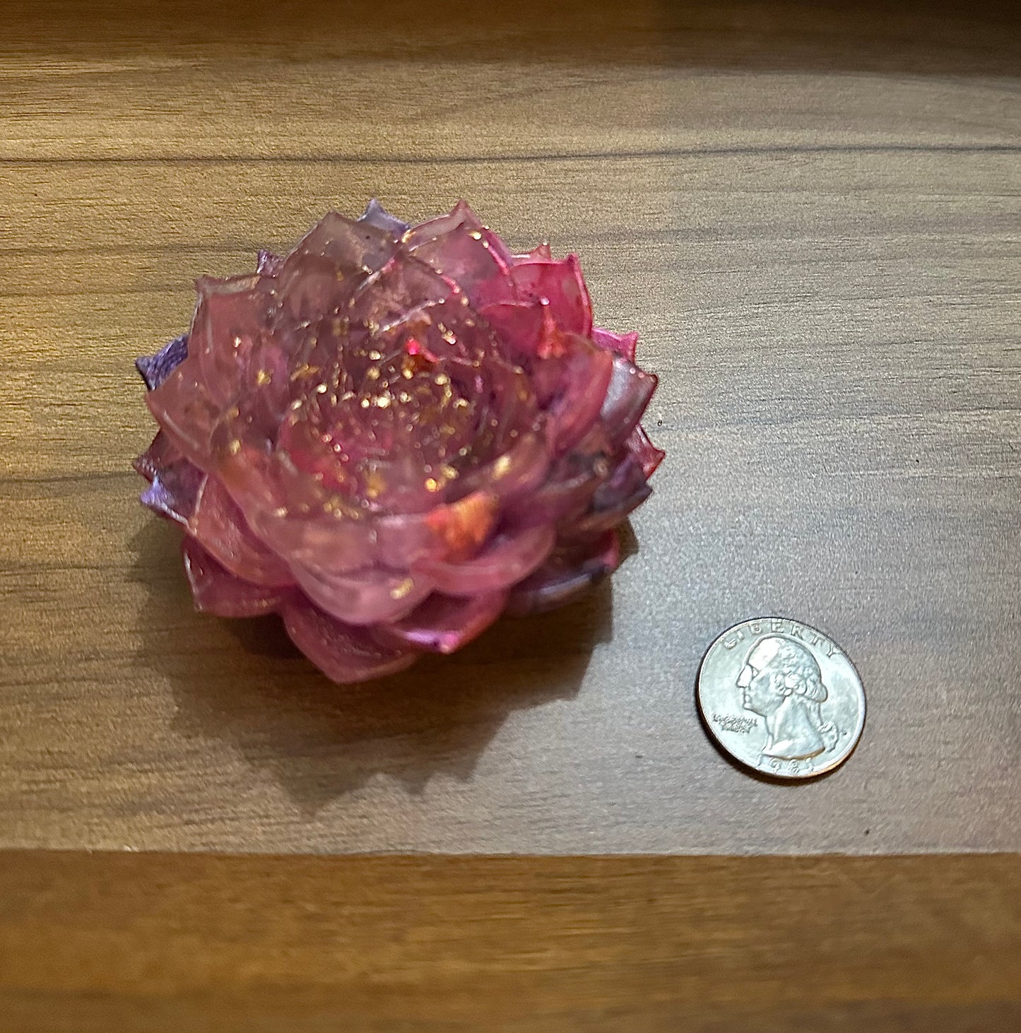 Hand Poured Resin Succulent Flower- Pink