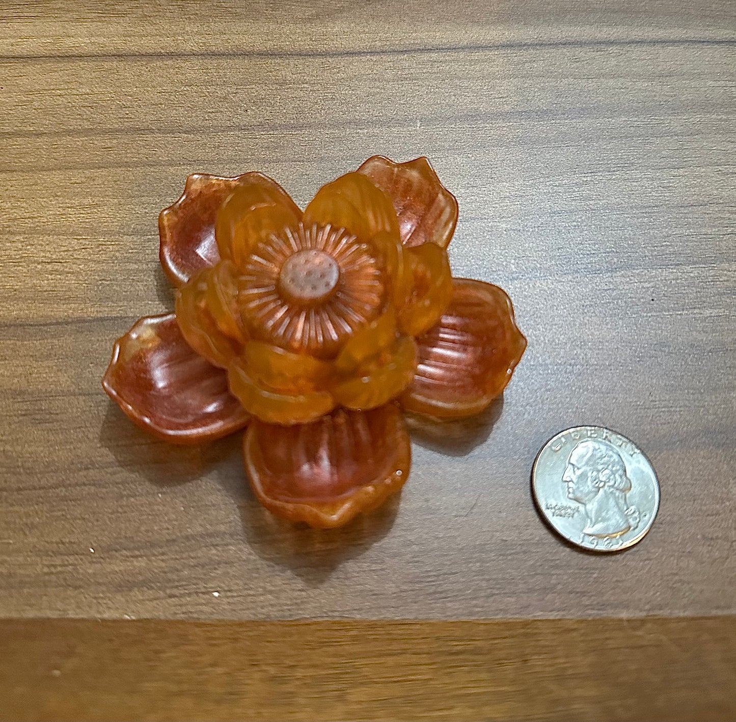 Hand Poured Resin Blooming Flower (Style 1)- Orange/ Red