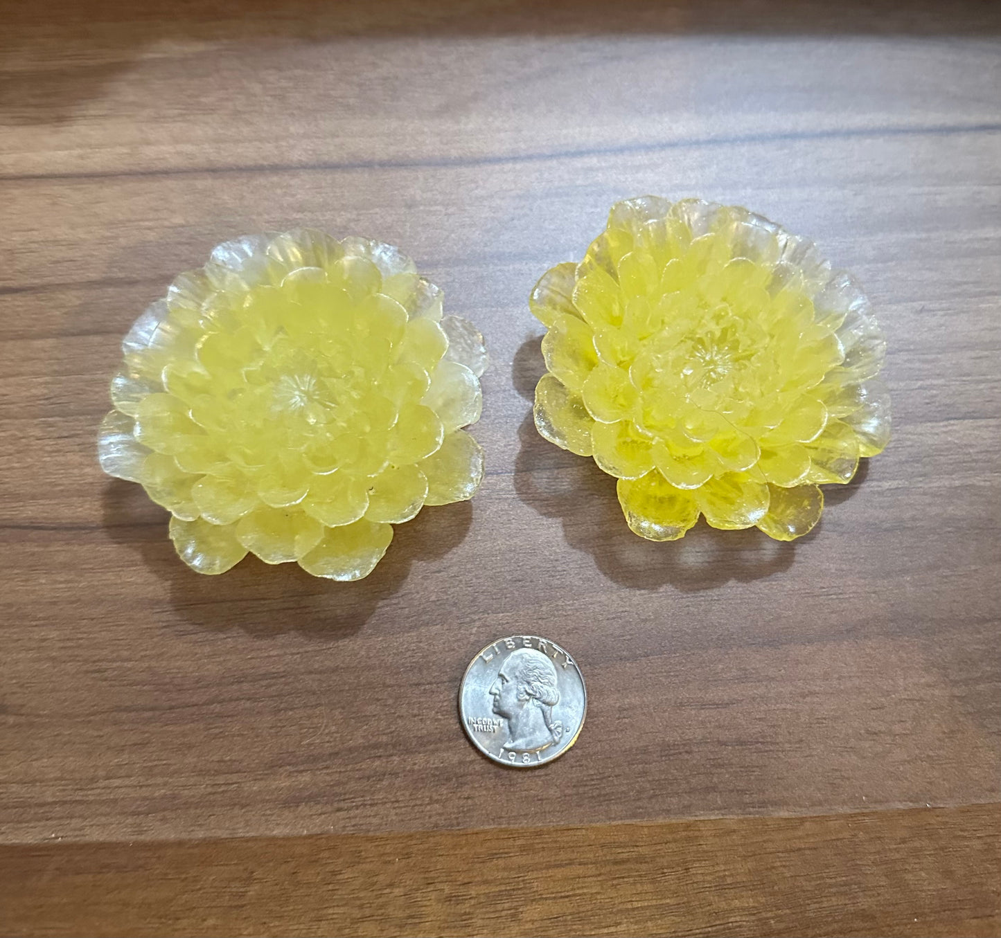Hand Poured Resin Dahlia Flower- Yellow