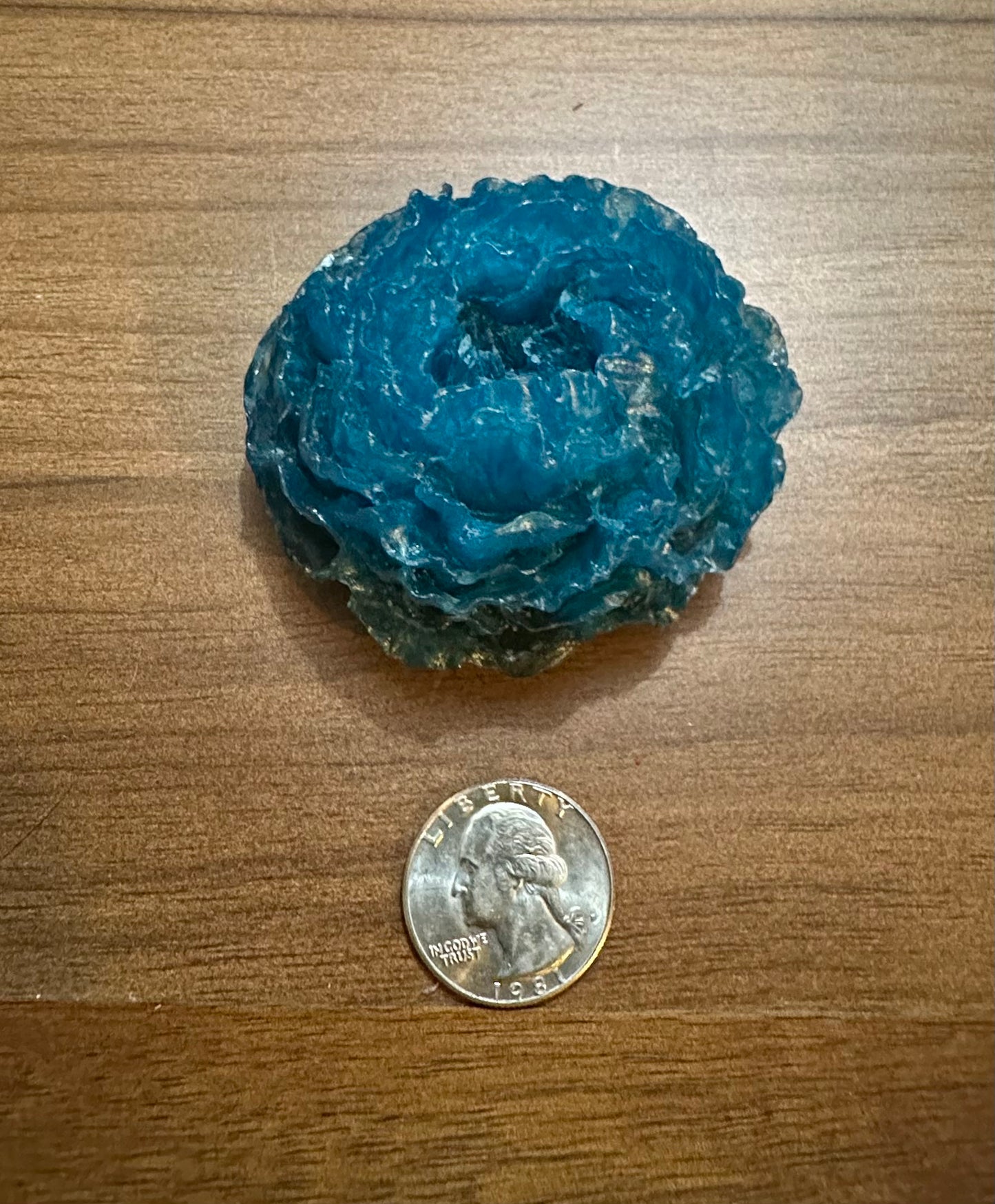 Hand Poured Resin Peony Flower- Teal and Gold