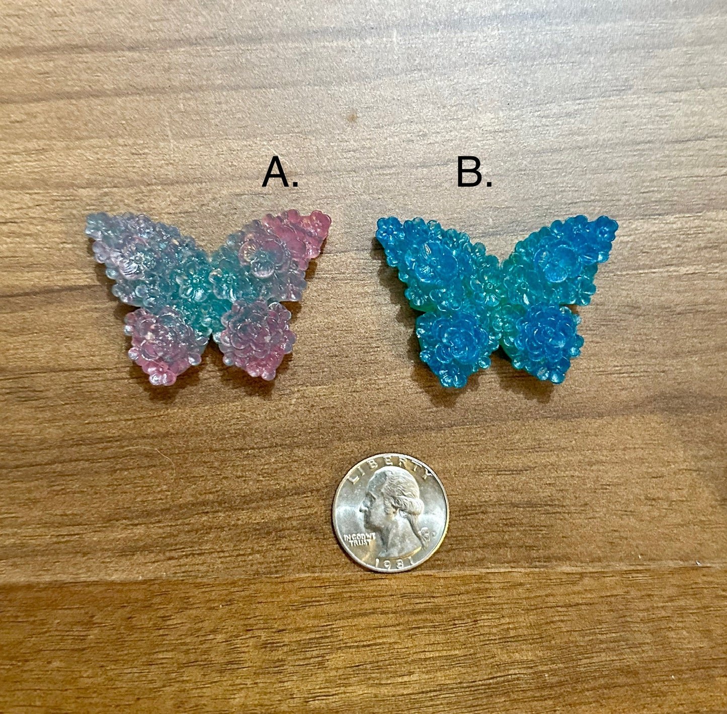 Small Hand Poured Resin Floral Butterfly
