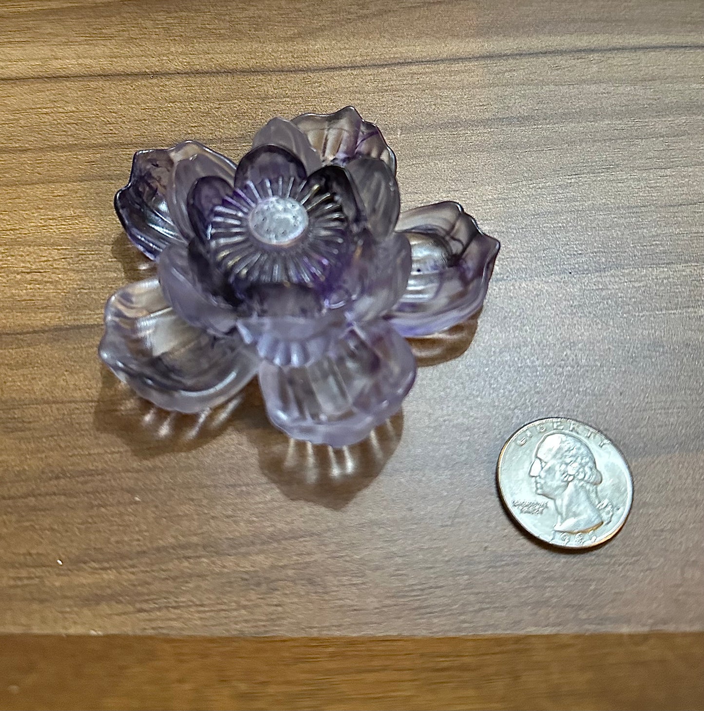 Hand Poured Resin Blooming Flower (Style 1)- Purple, Charcoal, and Clear
