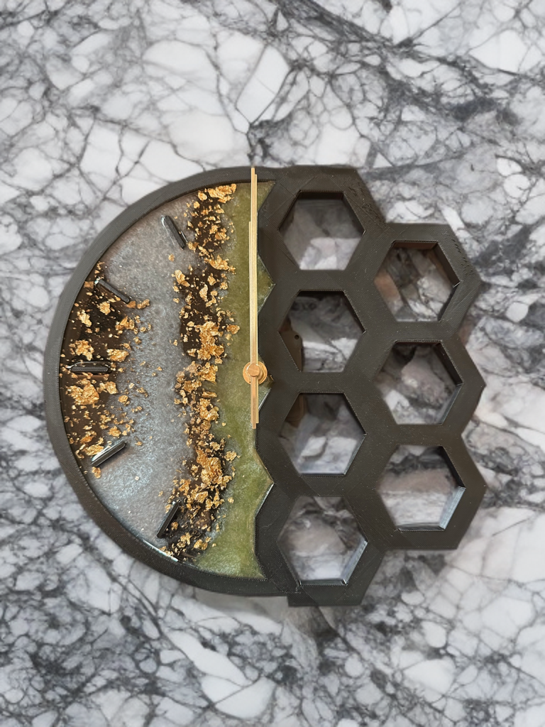 Honey Comb Wall Clock- Yellow, Gold, and White