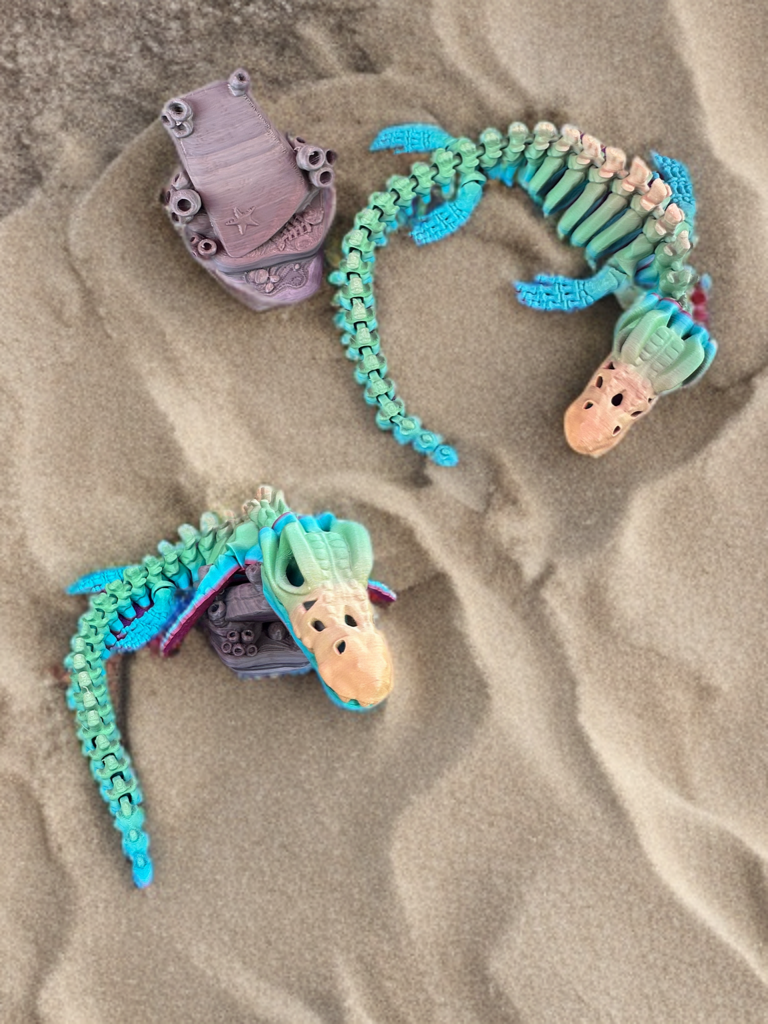 Articulated Skeleton Dinosaurs w/ Bases- Rainbow Rock Color