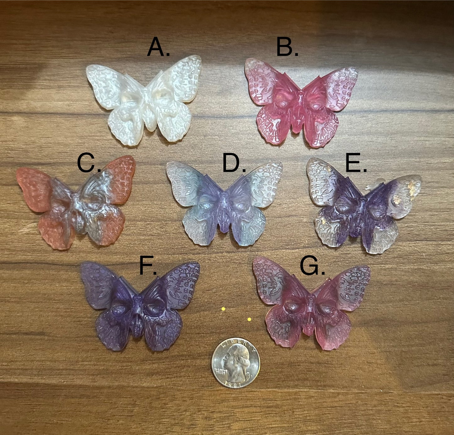 Small Hand Poured Resin Skull Moth