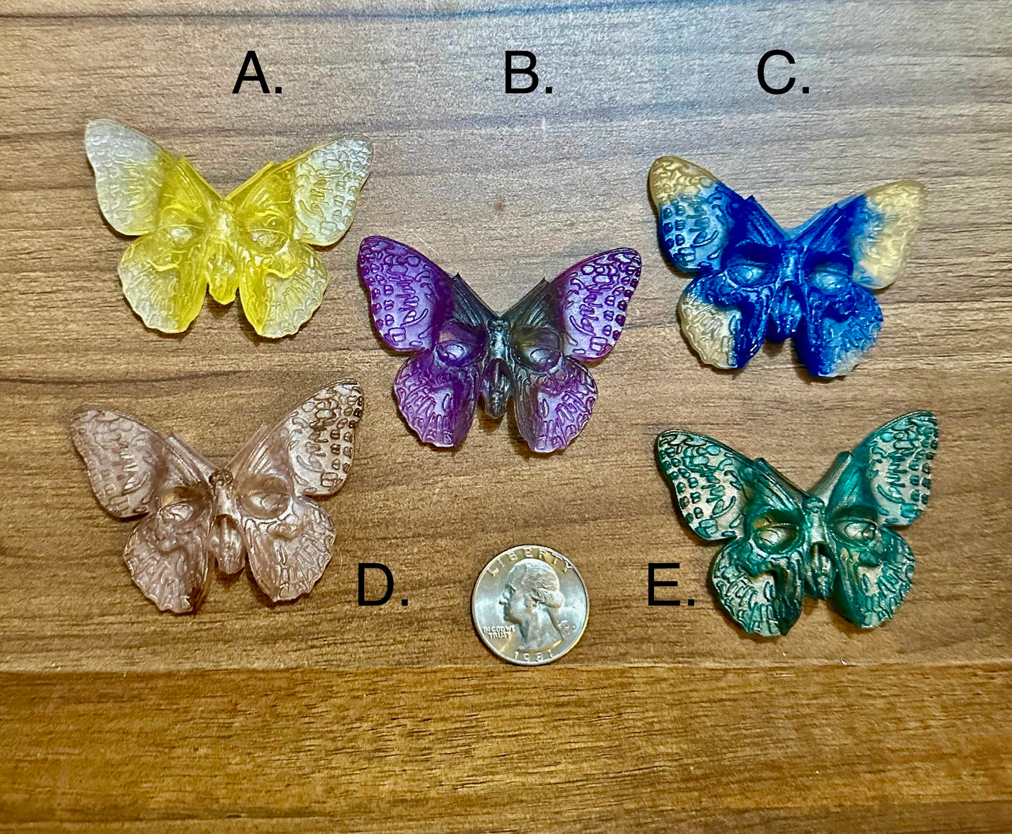 Small Hand Poured Resin Skull Moth