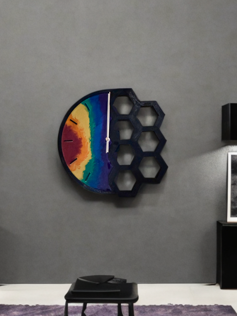 Honey Comb Wall Clock- Rainbow