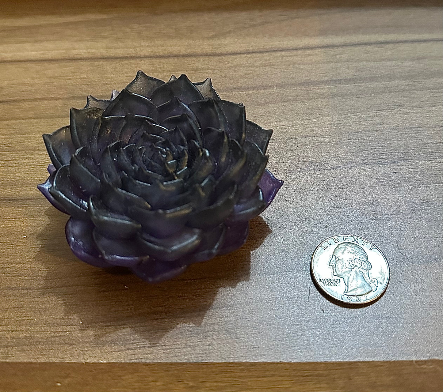 Hand Poured Resin Succulent Flower- Smokey Purple