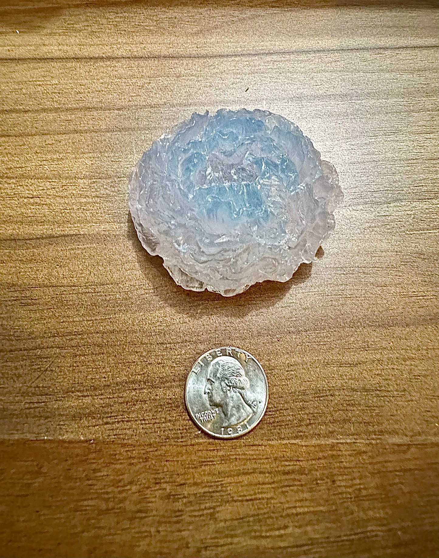 Hand Poured Resin Peony Flower- Icy Blue