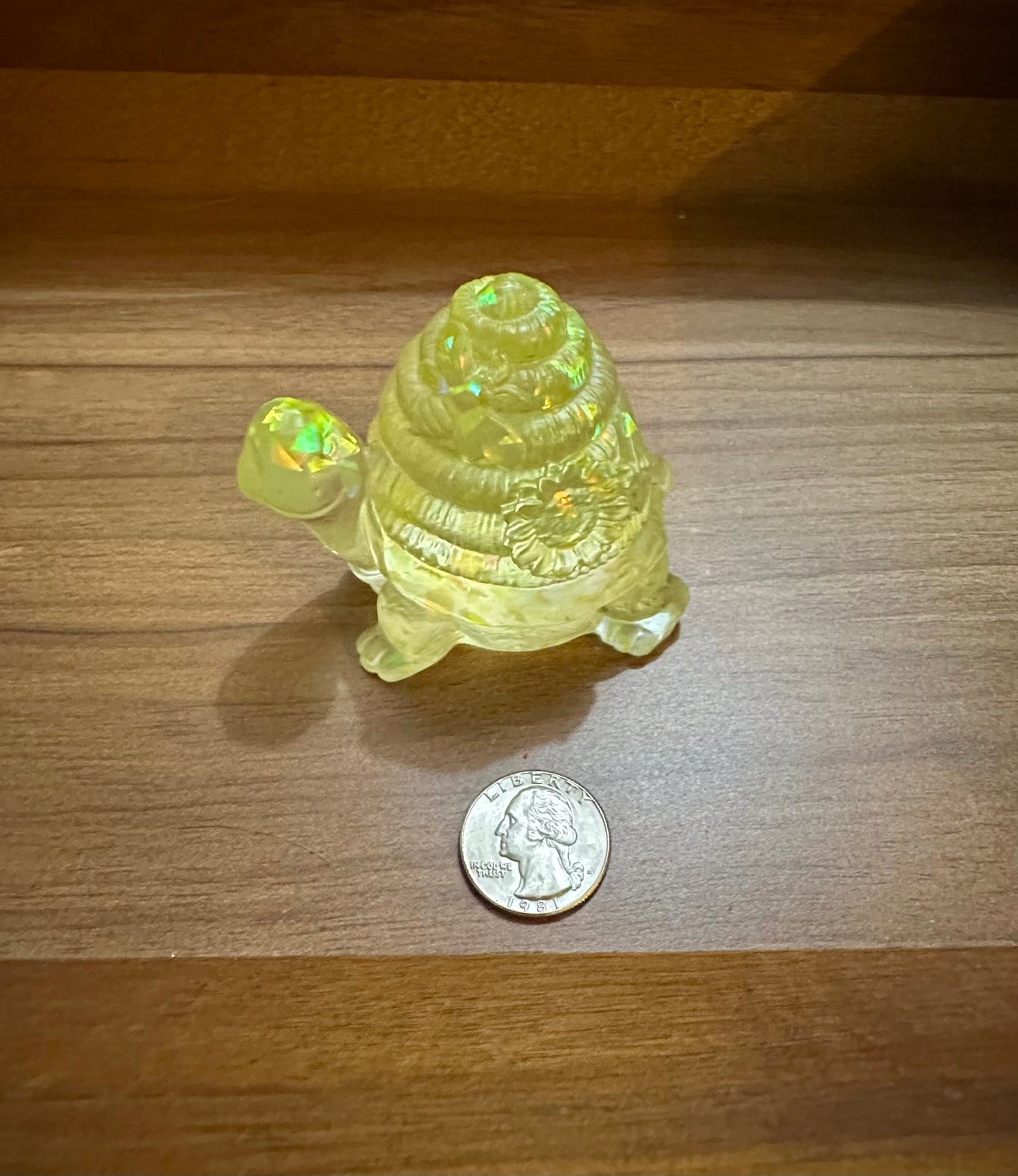 Hand Poured Resin Honeycomb Turtle- Yellow