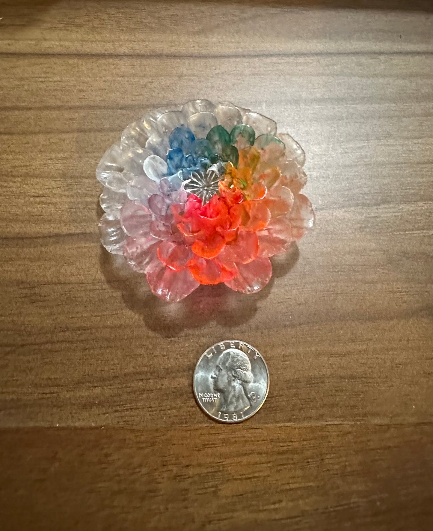 Hand Poured Resin Dahlia Flower- Rainbow