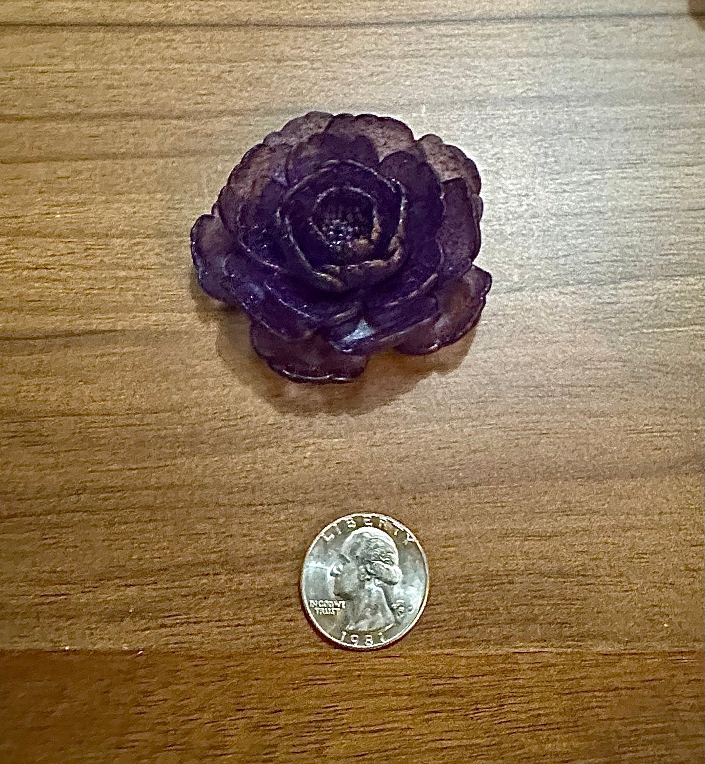 Hand Poured Resin Blooming Bud Flower- Purple