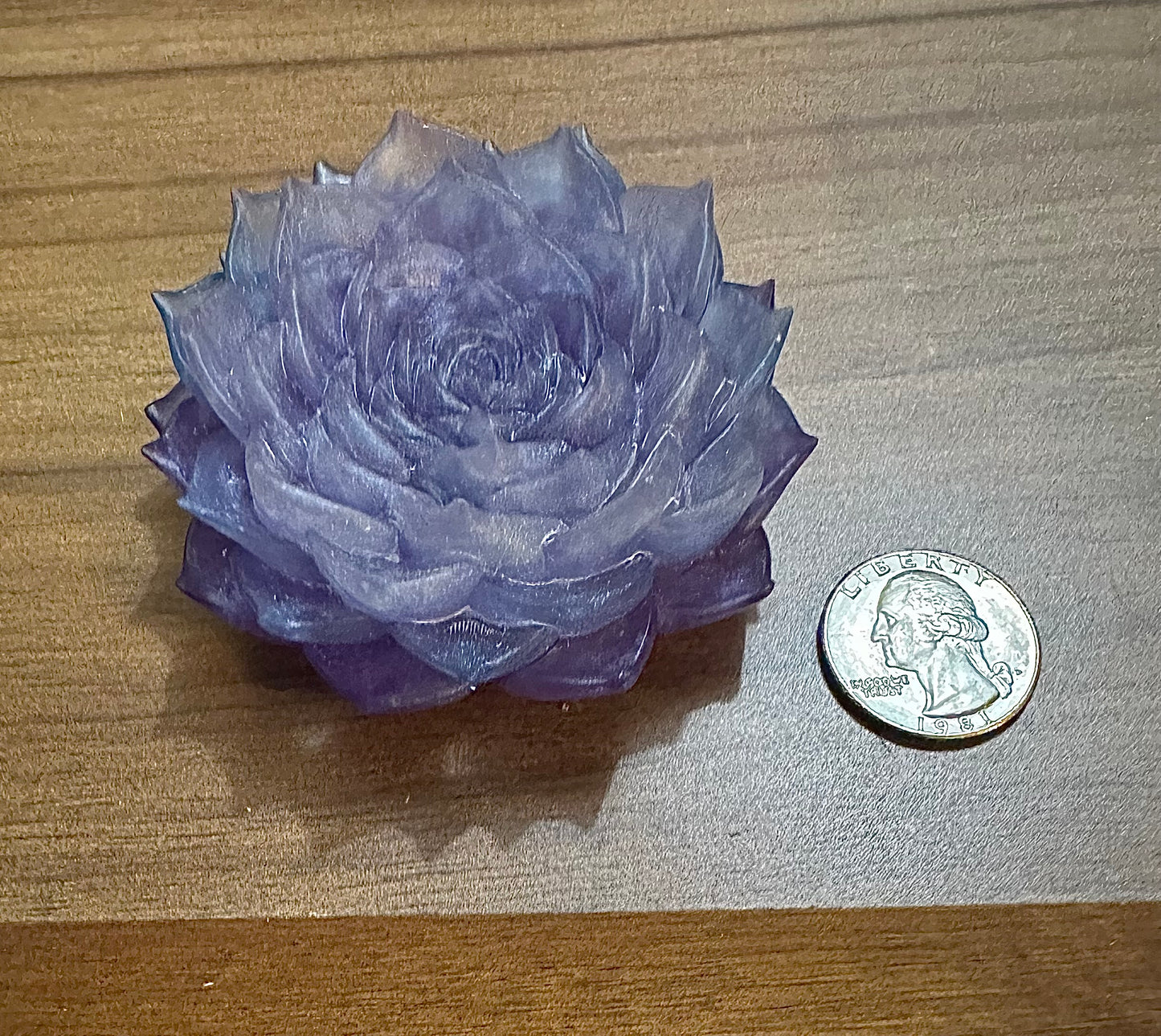 Hand Poured Resin Succulent Flower- Light Purple