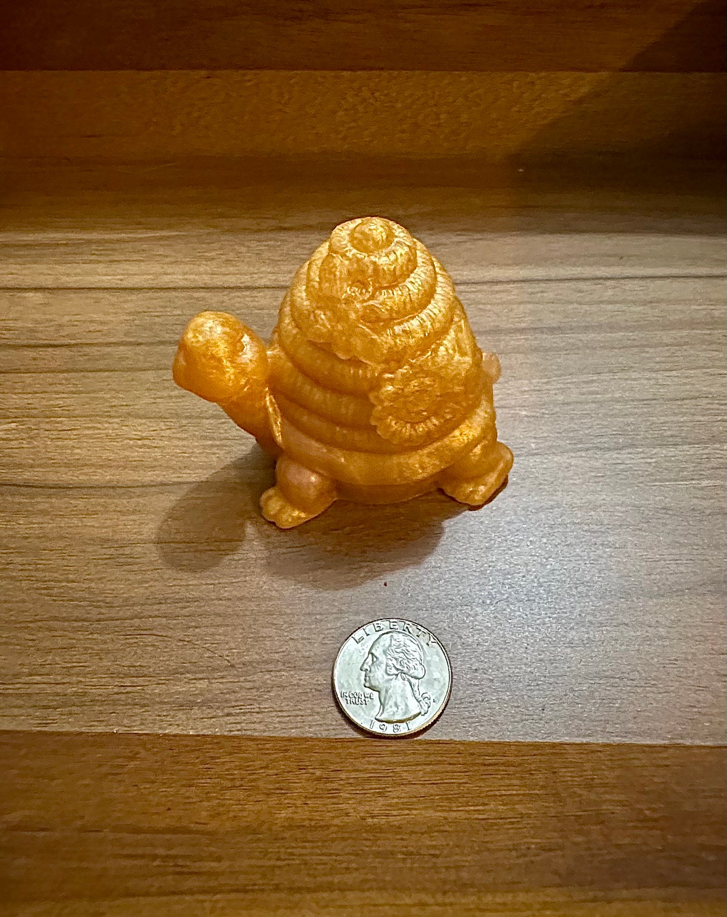 Hand Poured Resin Honeycomb Turtle- Gold