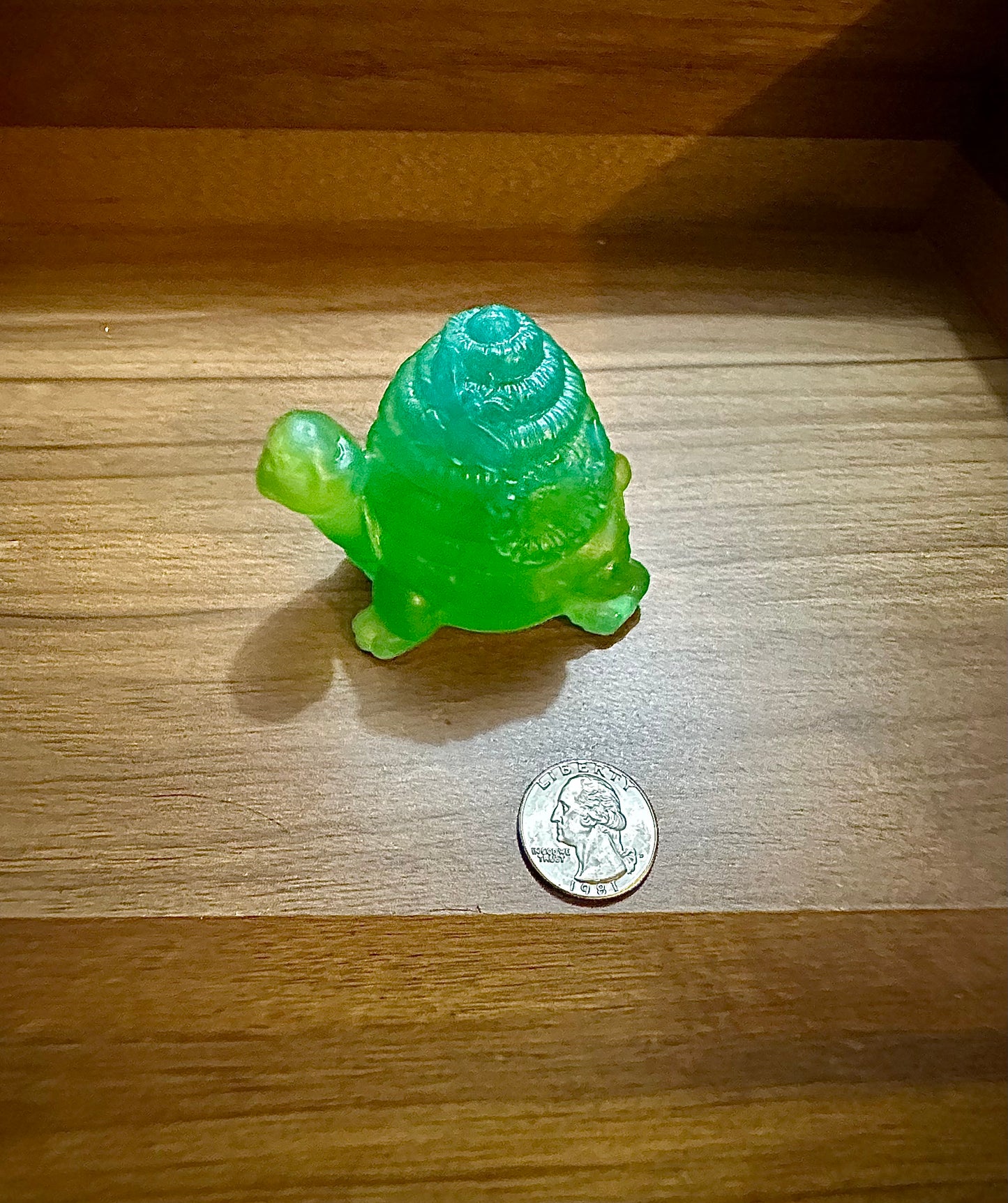 Hand Poured Resin Honeycomb Turtle- Green