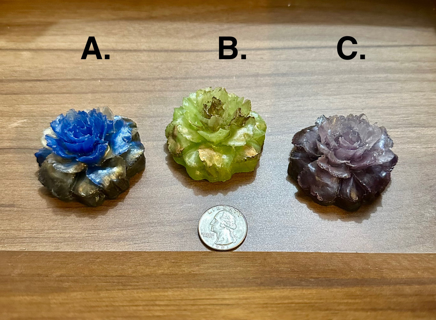Hand Poured Resin Blooming Peony Flower- See Image for color options