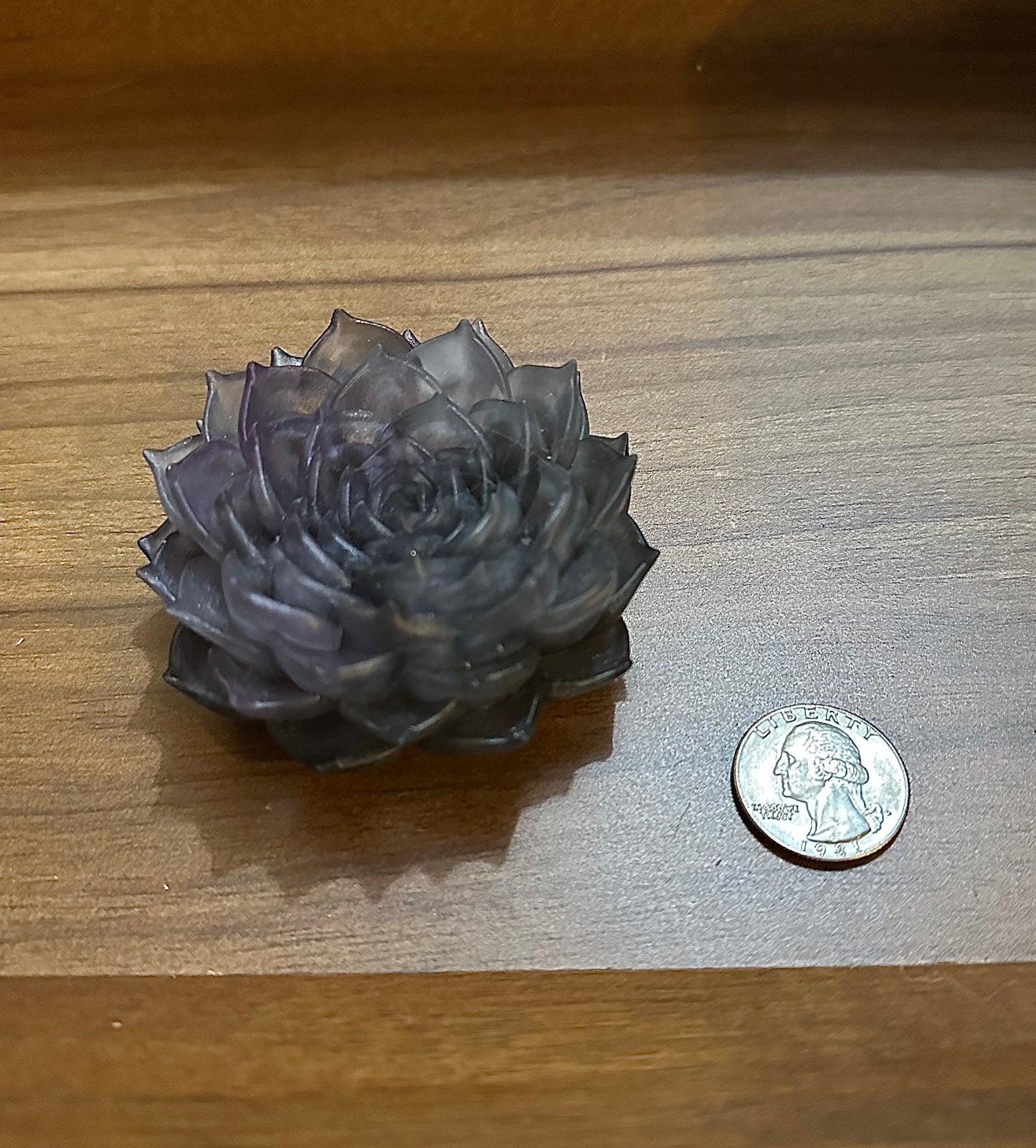Hand Poured Resin Succulent Flower- Grey/ Purple