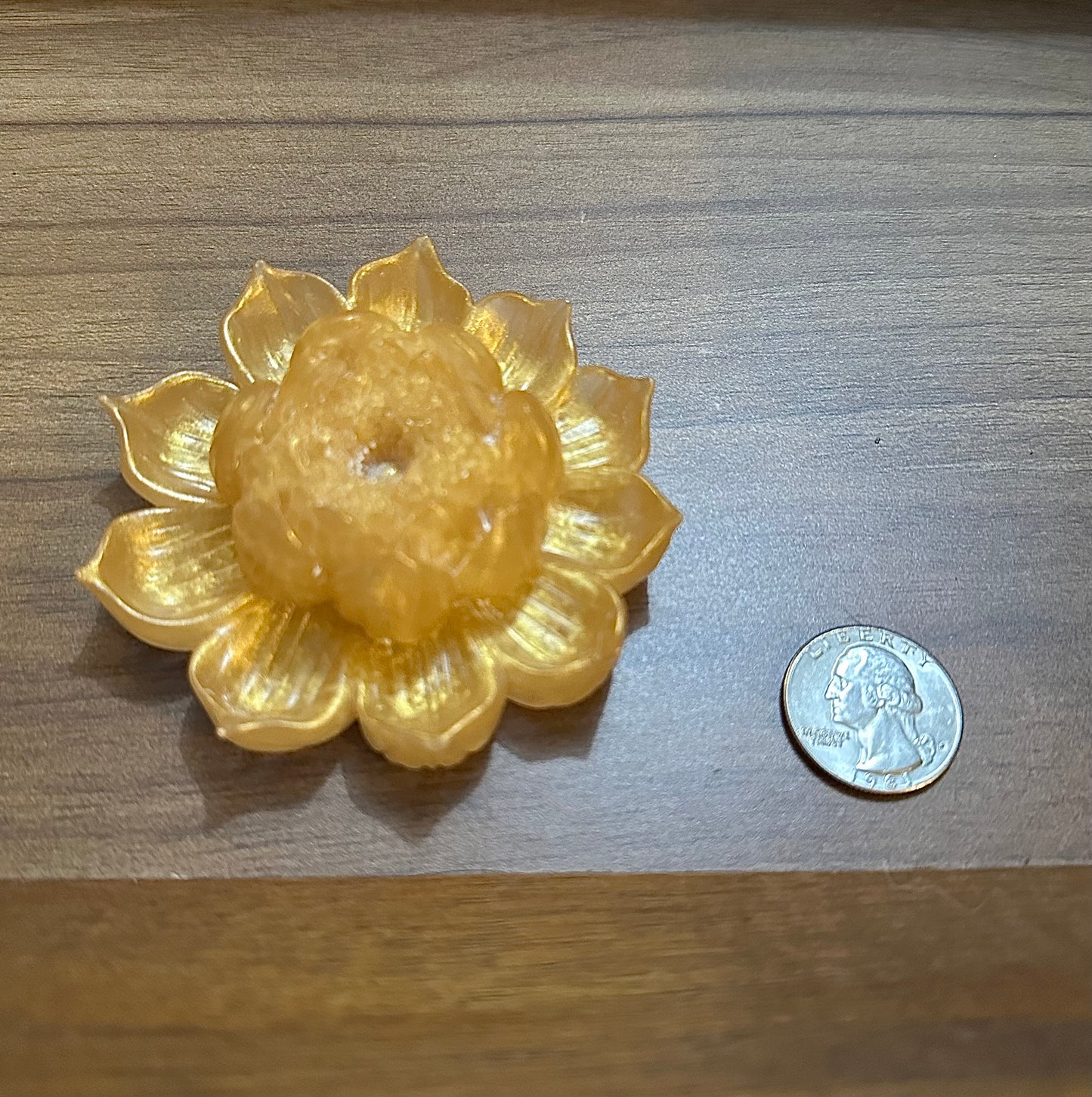 Hand Poured Resin Blooming Flower (Style 2)- Light Gold