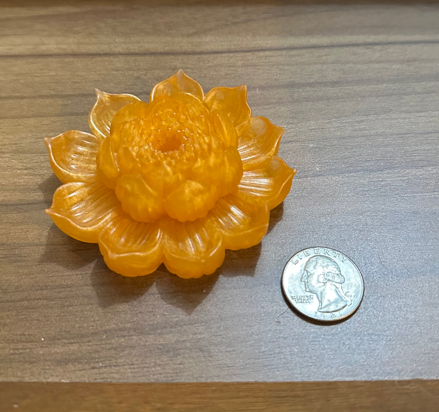 Hand Poured Resin Blooming Flower (Style 2)- Yellow-Gold