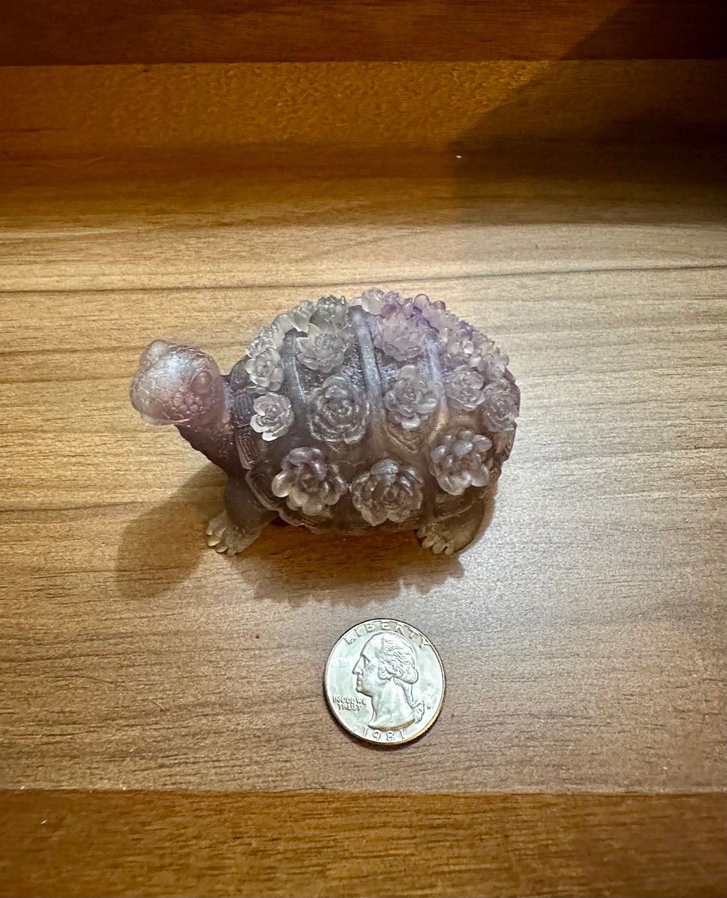 Hand Poured Resin Floral Turtle- Purple