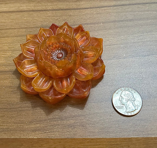 Hand Poured Resin Blooming Flower (Style 4)- Dark Orange