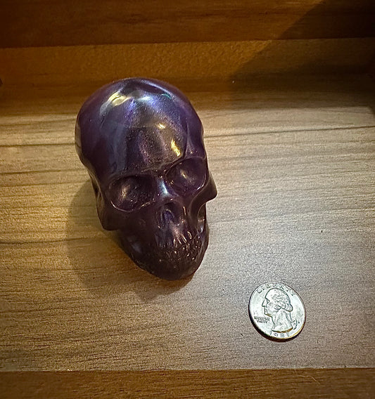 Large Hand Poured Resin Skull- Purple