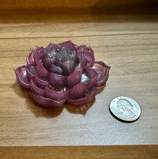 Hand Poured Resin Blooming Flower (Style 3)- Purple and Charcoal