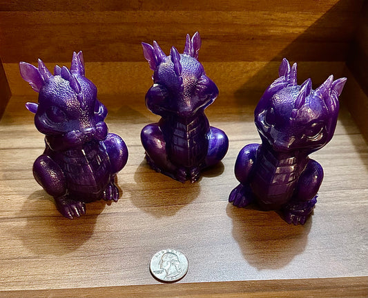 Hand Poured Resin Dragon “No Evil” Trio