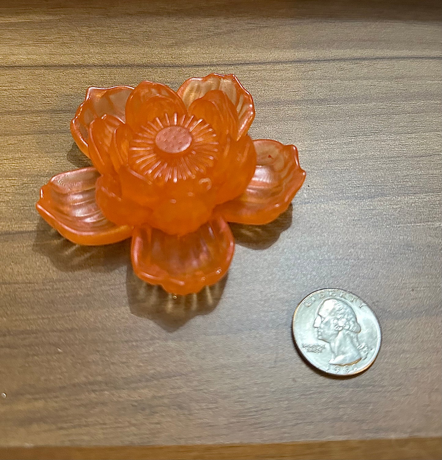 Hand Poured Resin Blooming Flower (Style 1)- Orange