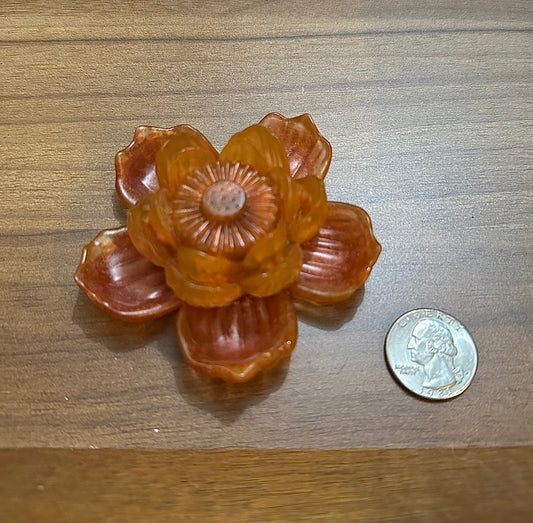Hand Poured Resin Blooming Flower (Style 1)- Orange/ Red