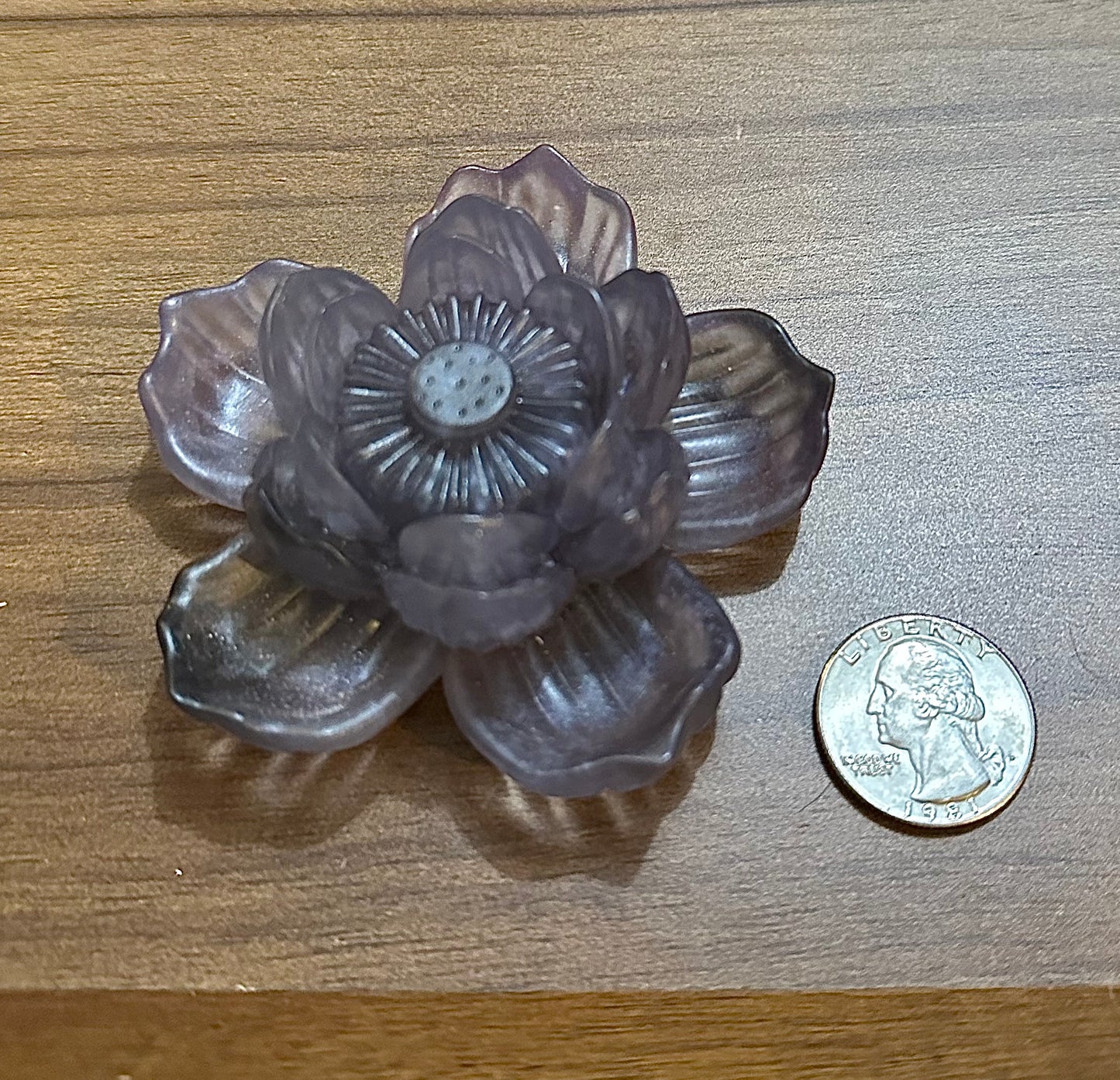 Hand Poured Resin Blooming Flower (Style 1)- Greyish Purple