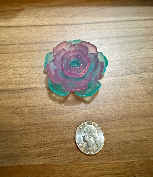 Hand Poured Resin Blooming Bud Flower- Turquoise and Purple