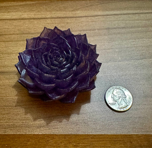Hand Poured Resin Succulent Flower- Purple