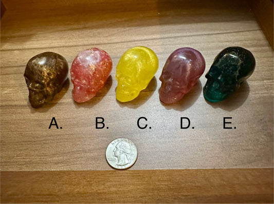 Small Hand Poured Resin Skull- See Image for color options