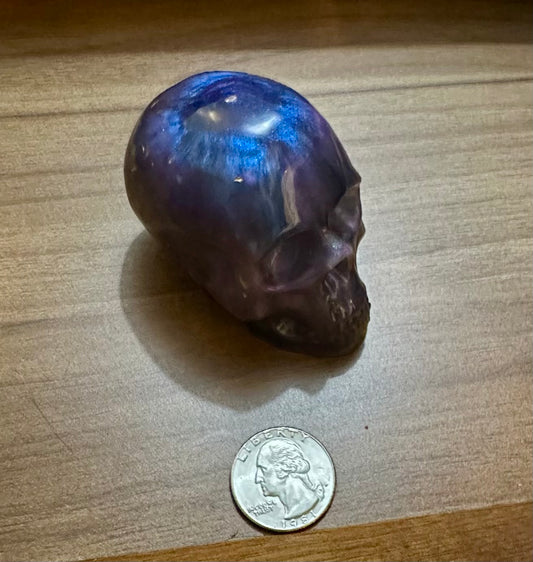 Medium Hand Poured Resin Skull- Blue/ Purple