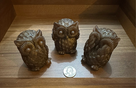 Hand Poured Resin Owl “No Evil” Trio