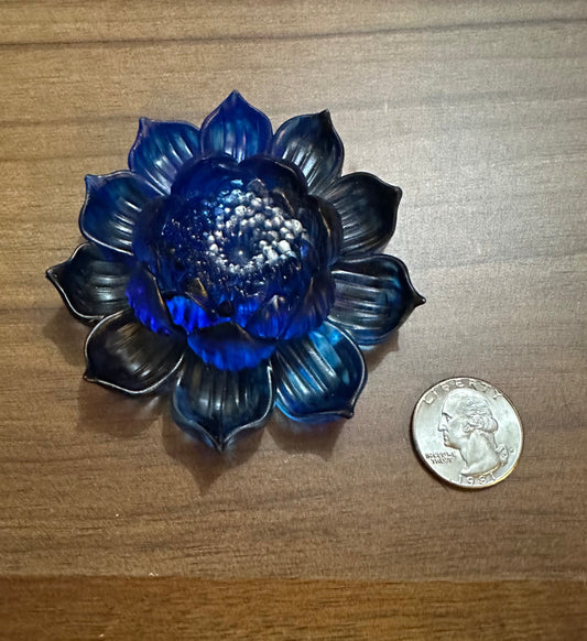 Hand Poured Resin Blooming Flower (Style 2)- Blue and Charcoal