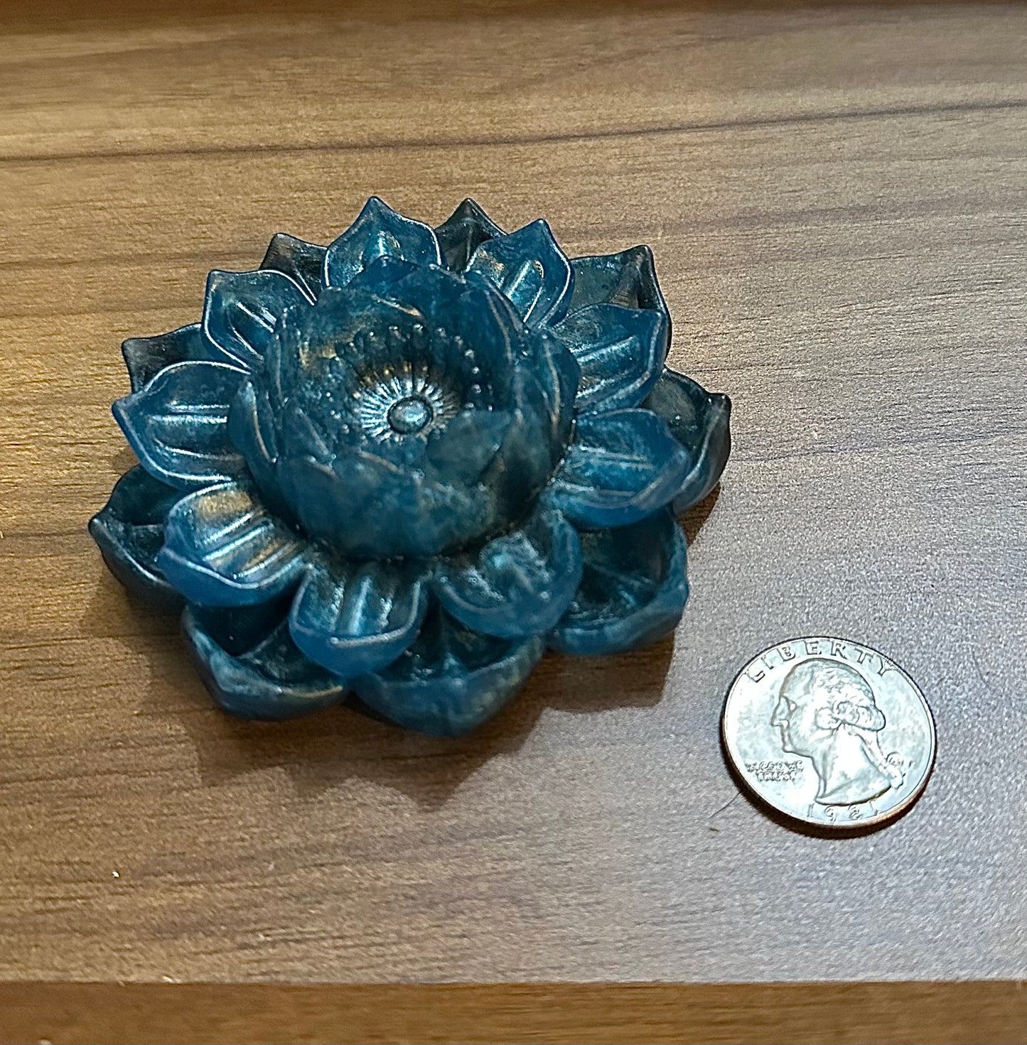 Hand Poured Resin Blooming Flower (Style 4)- Blue