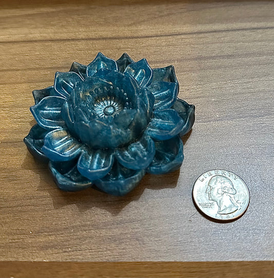Hand Poured Resin Blooming Flower (Style 4)- Blue