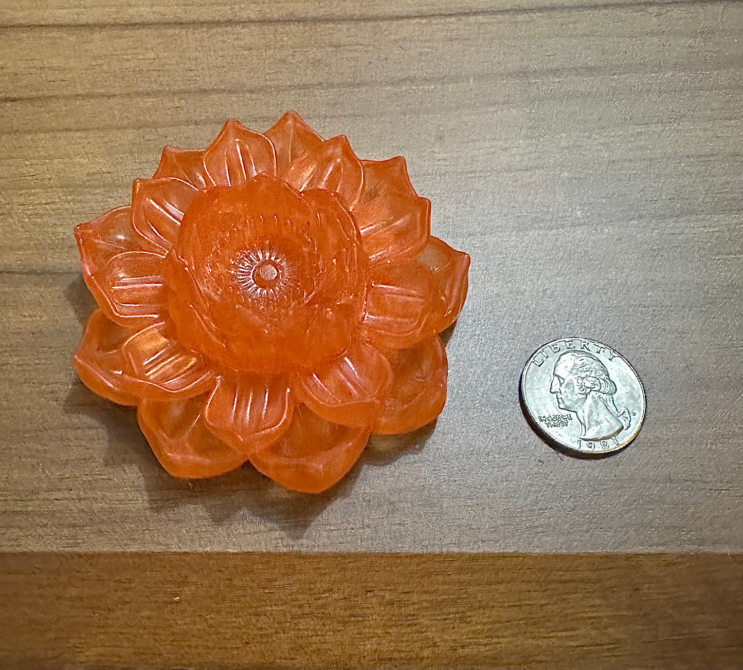 Hand Poured Resin Blooming Flower (Style 4)- Orange