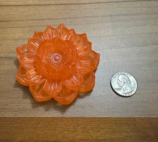 Hand Poured Resin Blooming Flower (Style 4)- Orange
