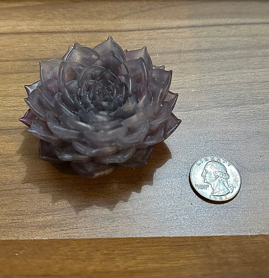 Hand Poured Resin Succulent Flower- Grey/ Purple