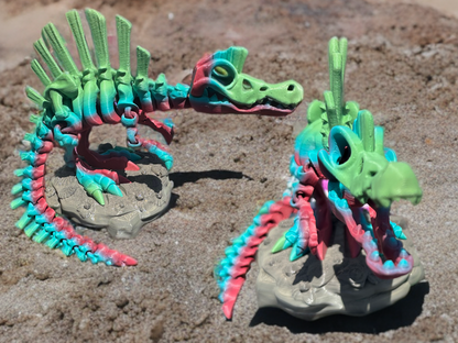 Articulated Skeleton Dinosaurs w/ Bases- Rainbow Rock Color