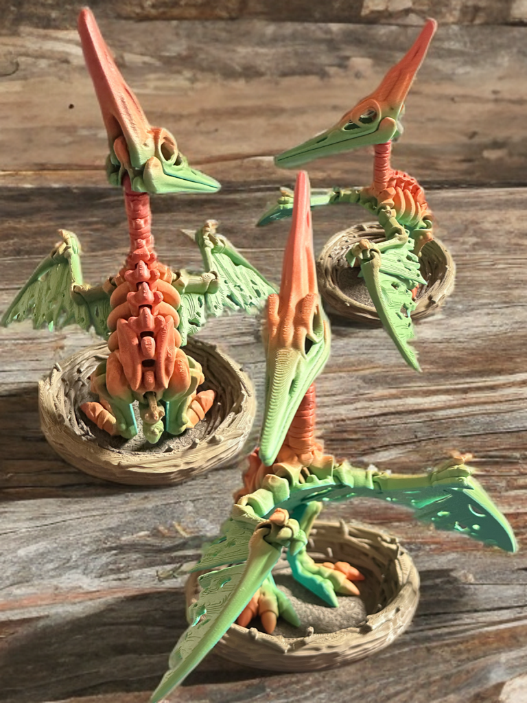 Articulated Skeleton Dinosaurs w/ Bases- Rainbow Rock Color