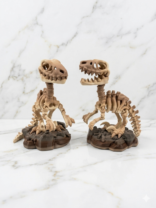 Articulated Skeleton Dinosaurs w/ Bases- Bone Color