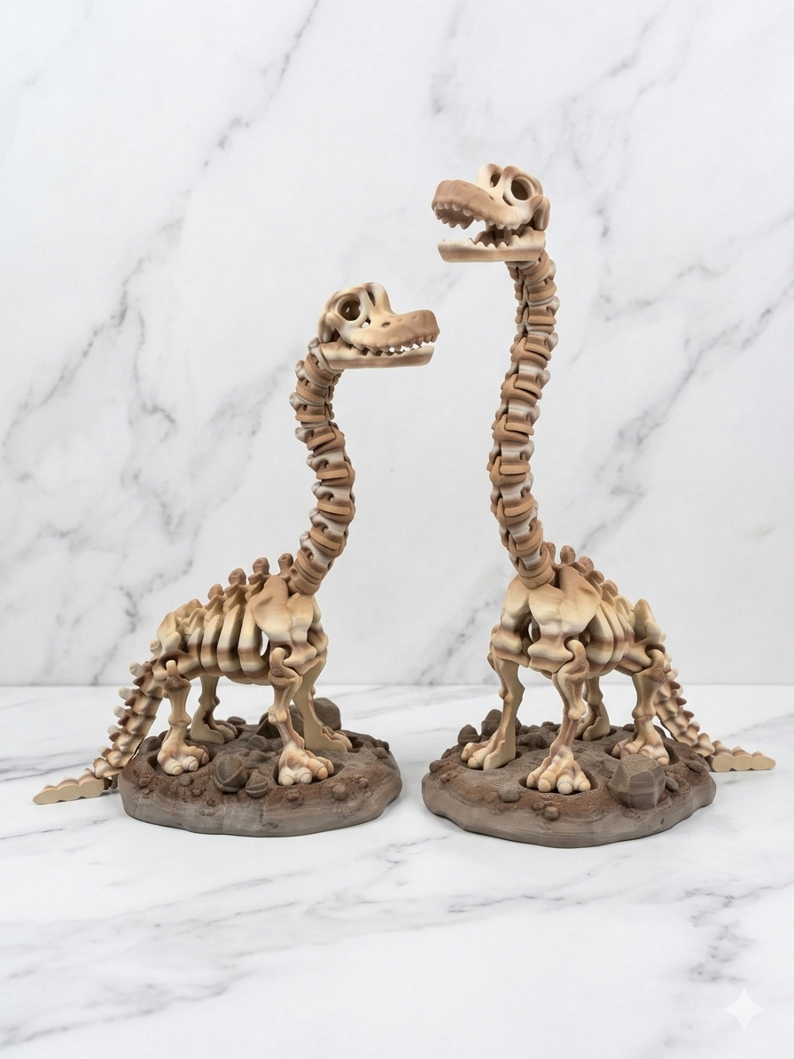 Articulated Skeleton Dinosaurs w/ Bases- Bone Color