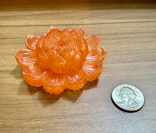 Hand Poured Resin Blooming Flower (Style 2)- Orange