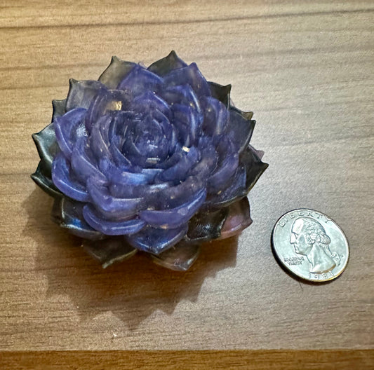 Hand Poured Resin Succulent Flower- Charcoal/ Purple