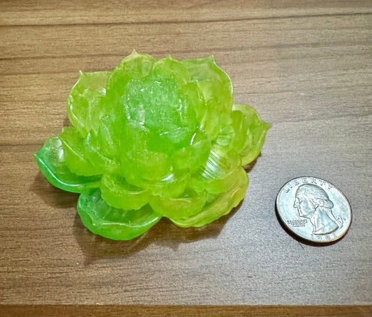 Hand Poured Resin Blooming Flower (Style 3)- Lime Green
